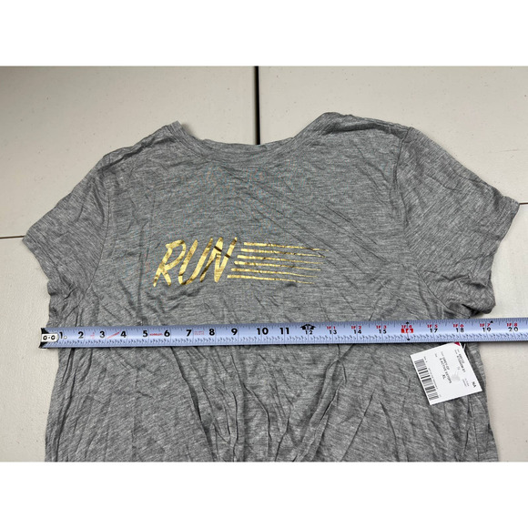 Nel + Lo Women XL Gray Run Crop Activewear Short Sleeve T Shirt Gym Tee Top - Picture 4 of 7